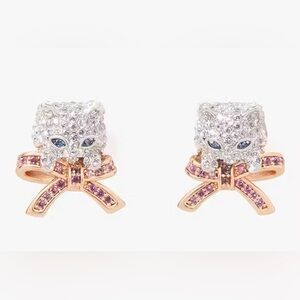 kate spade Silver and Pink Cat Earrings